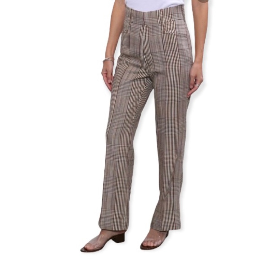 Re/Done 70’s Trouser Brown Plaid NEW Pants